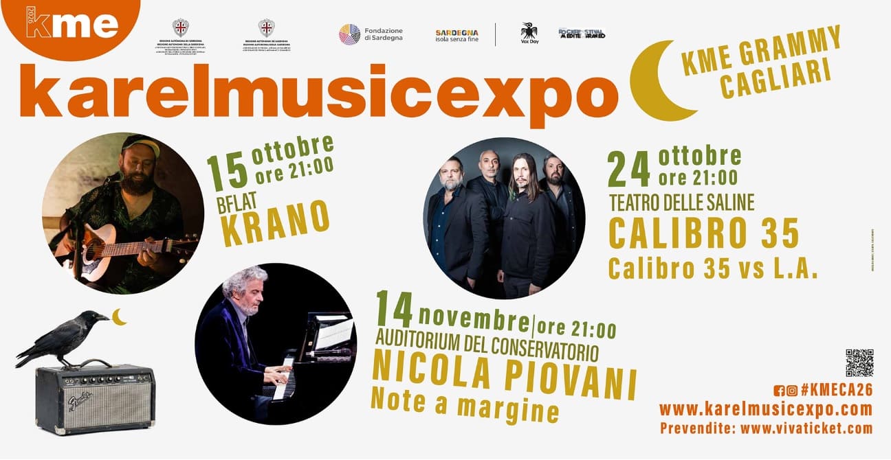 KME Grammy 2026 a Cagliari con Krano, Calibro 35 e Nicola Piovani
