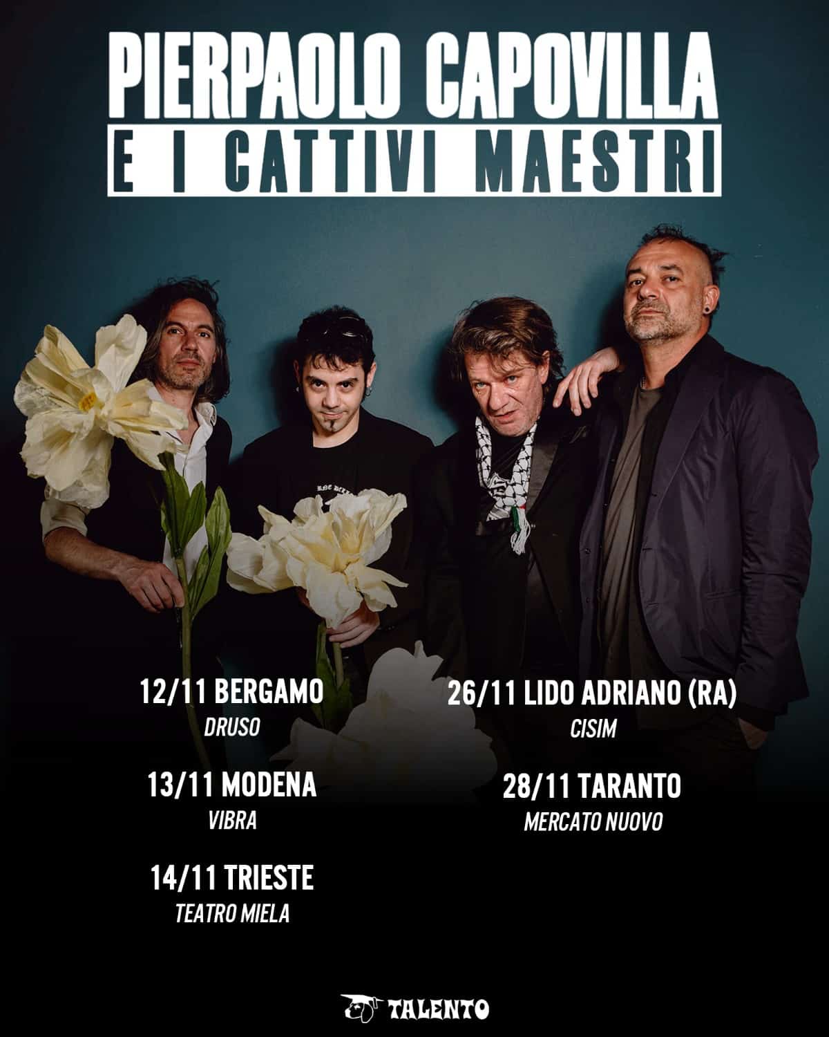 Pierpaolo Capovilla e i Cattivi Maestri tornano dal vivo con cinque concerti del tour autunnale 2026