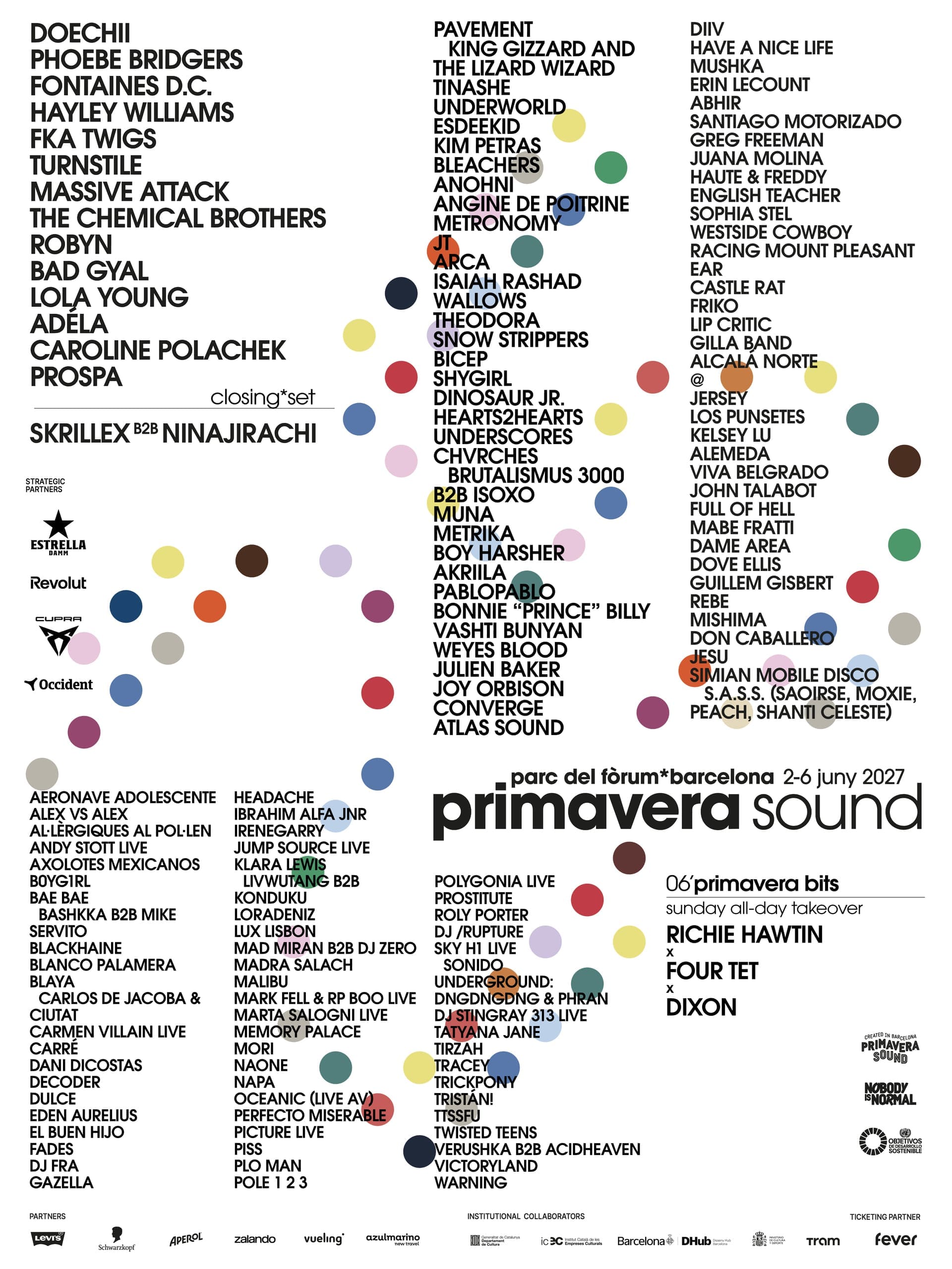 rimavera Sound Barcelona 2027, line-up della 25ª edizione al Parc del Fòrum
